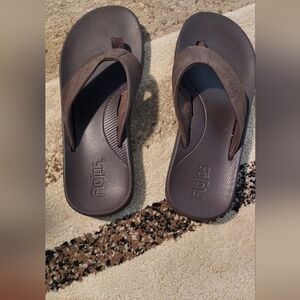 Flojos Leather Dark Brown Men's Flip-Flops Sz-8
